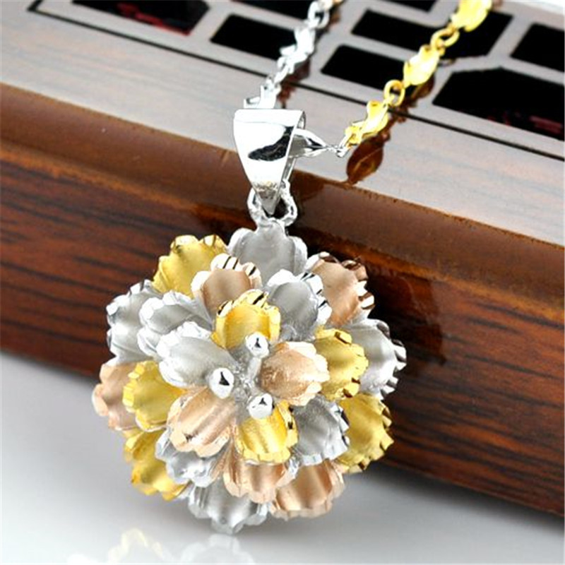 s925项链茉莉花造型坠女款锁骨链首饰品送女朋友七夕情人节礼物