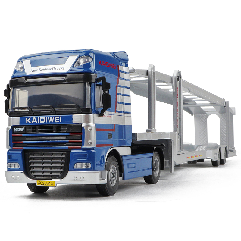 大号双层平板汽车运输车合金工程车卡车仿真半挂车男孩汽车模型汽车