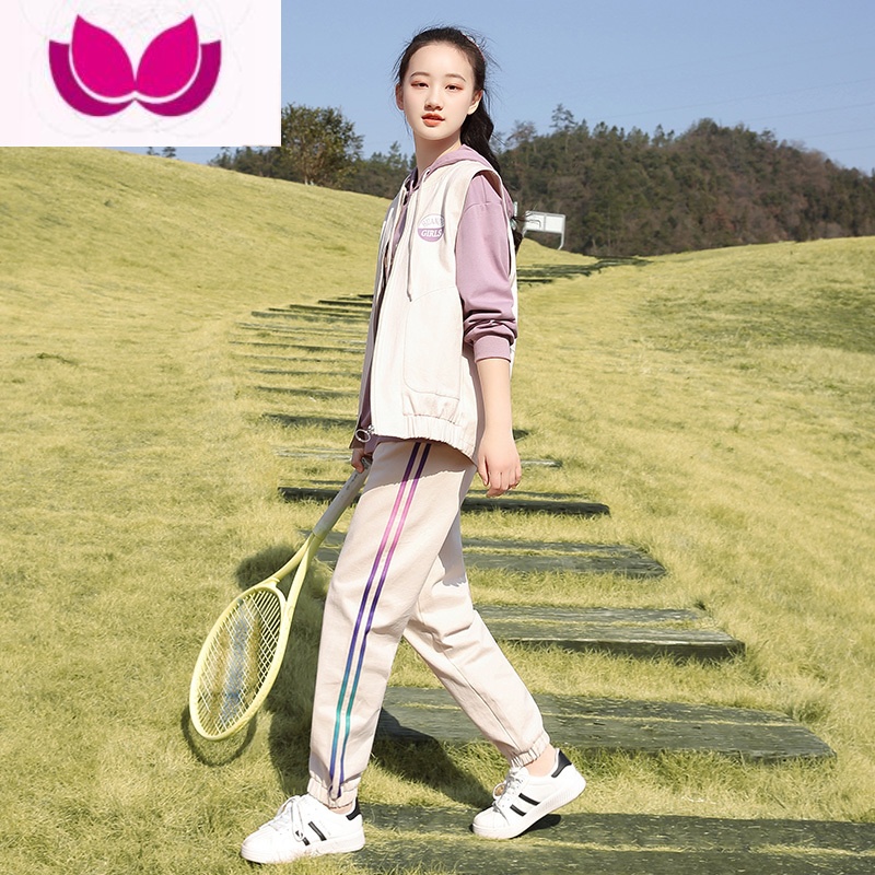七斓初中学生套装春装少女学院风宽松休闲韩版青少年运动高中生套高清大图
