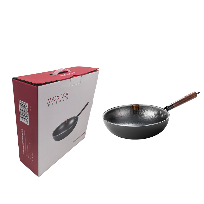 美厨(maxcook)精铁炒锅铁锅32cm 带盖鱼鳞纹炒锅 燃气电磁炉通用MCDS-2547高清大图