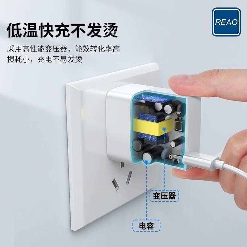 泺澳(REAO)双TYPE-C口快充数据线X15 白色高清大图