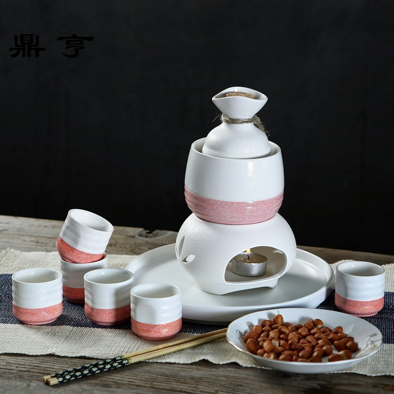 鼎亨日式陶瓷清酒具托盘黄酒温酒器炉烫酒壶1两白酒杯家用半斤分