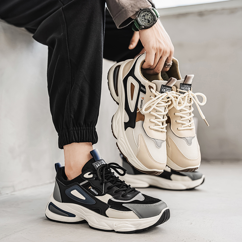 La Chessiers春秋季男鞋新款透气网面青少年运动鞋韩版潮流百搭厚底休闲老爹潮鞋高清大图