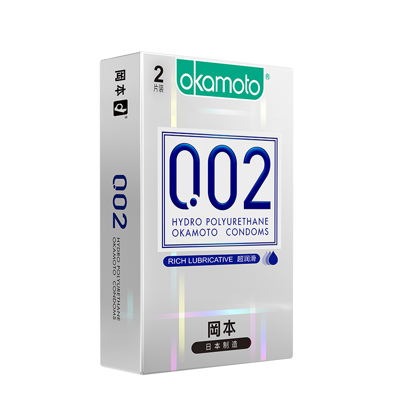 冈本okamoto避孕套 002系列 薄至0.02超润滑2片装/盒 岡本情趣安全套套