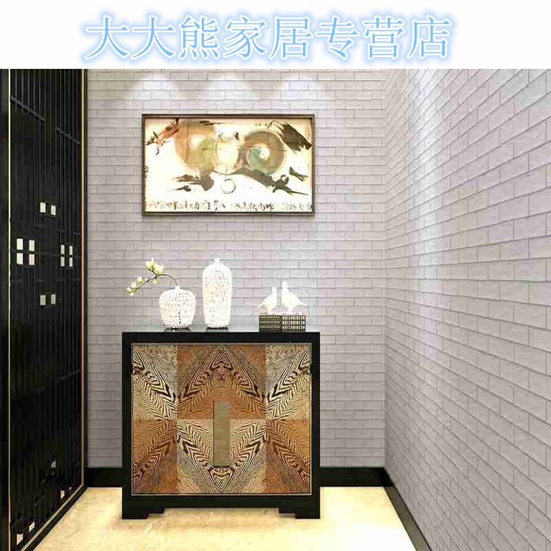 中式复古加厚仿真砖纹红砖青砖PVC墙纸自粘卧室客厅墙贴防水壁纸