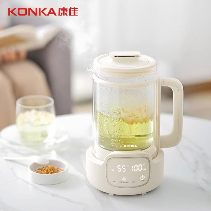 康佳(KONKA)钛煮茶壶恒温壶1L家用养生壶 双层中空柔音结构轻音炖煮 24h预约KYSH-1012E*
