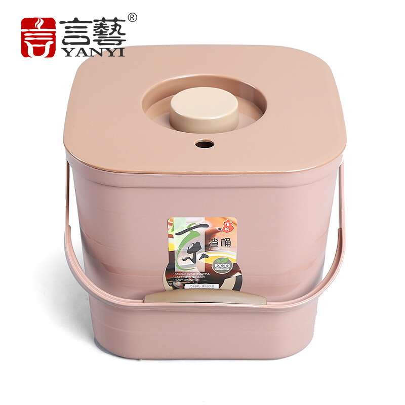 言艺(yanyi) 茶道茶具配件 耐热坚硬塑料茶渣桶 茶色茶水桶