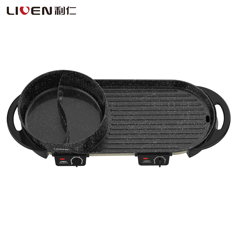 利仁(Liven)涮烤一体机(电烧烤炉)烤涮一体大功率家用大容量韩式火锅电热锅多功能炒锅不易粘SK-J6860