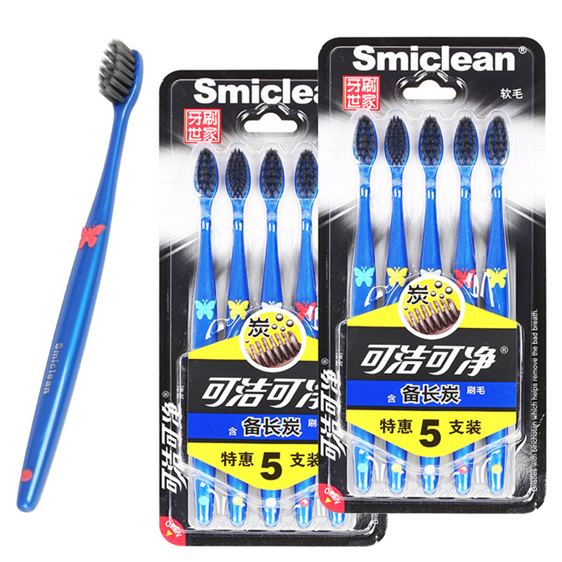 可洁可净含备长炭刷毛5支特惠装牙刷两组DY006