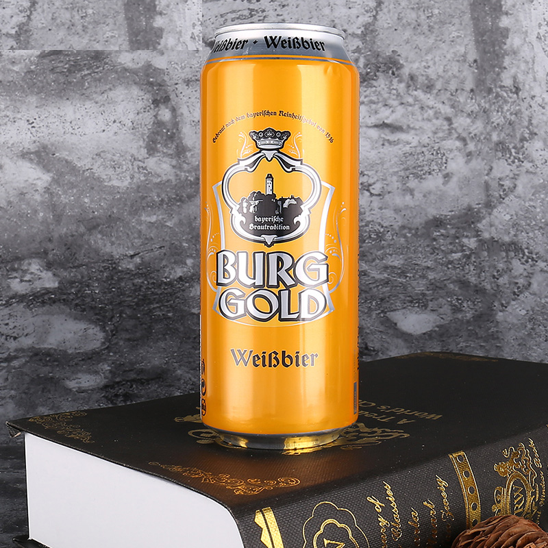 德国进口 金城堡(Burggold)小麦啤酒 500ml*6听 六连包