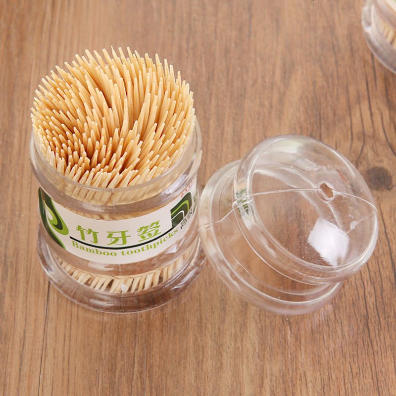 创意天然环保卫生双头可用竹牙签家用酒店带牙签瓶牙签盒牙签筒