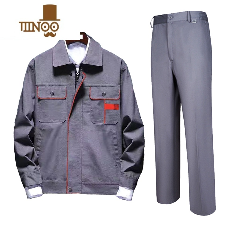YANXU工作服套装男冬长袖耐磨耐脏汽修工地劳保工作服男袖ANU 165/80A适合100-120斤 灰色长袖橘块套装