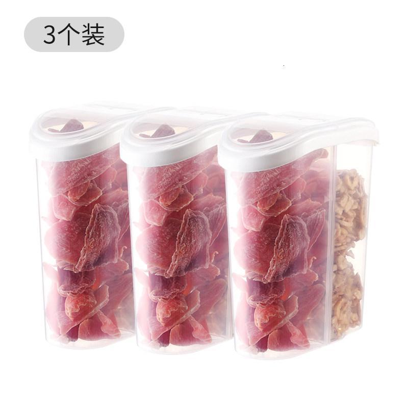五谷杂粮面条储物罐塑料食品透明密封罐冰箱保鲜大容量家用收纳盒_3_995 2.5L【三个装】