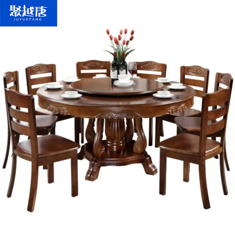 聚越唐(JUYUETANG)餐桌 一桌十椅 1500*1500*750mm高清大图
