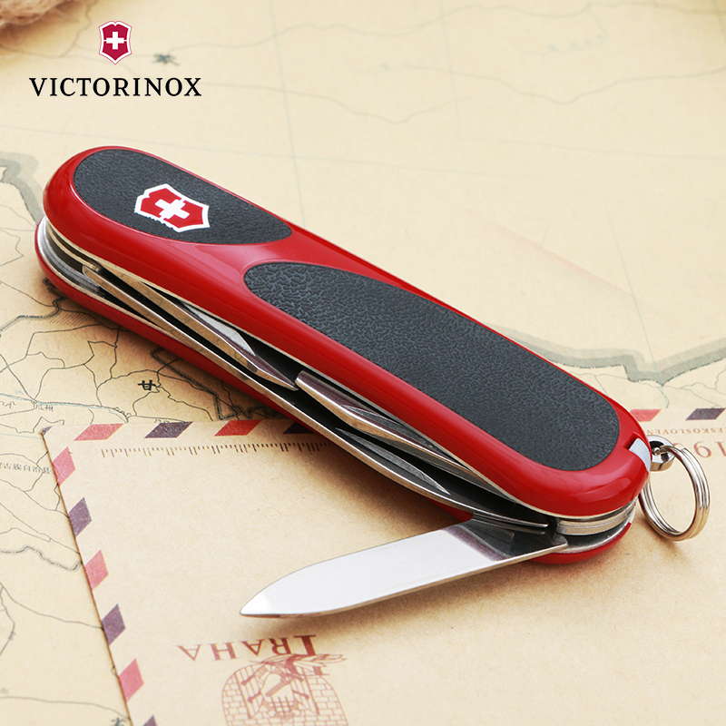 维氏(Victorinox)瑞士军刀 德莱蒙系列新生代2.4803.C红黑防滑握柄 户外军刀