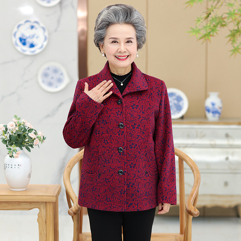 迪鲁奥（DILUAO)中老年人秋冬新款毛呢子外套女士冬季加厚妈妈装加绒上衣奶奶秋冬衣服外穿_603_535 3XL建议130斤以内 红色