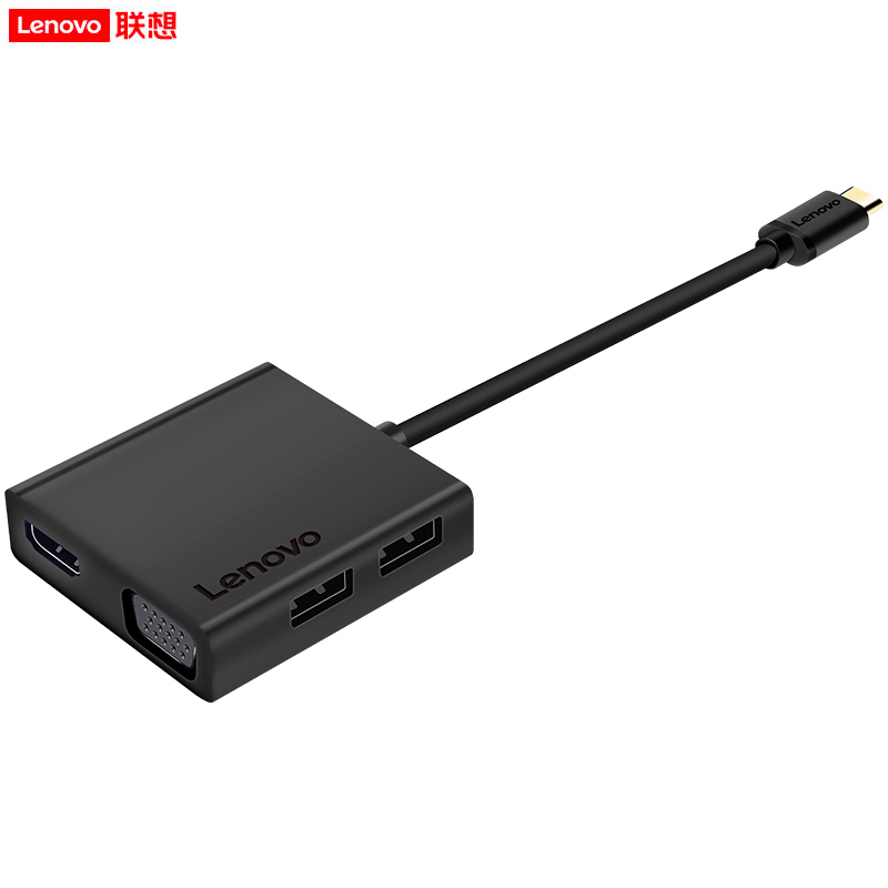 联想C120五合一Type-C扩展坞USB-C转HDMI/VGA转接头转换器苹果华为小米笔记本电脑拓展坞USB连接线