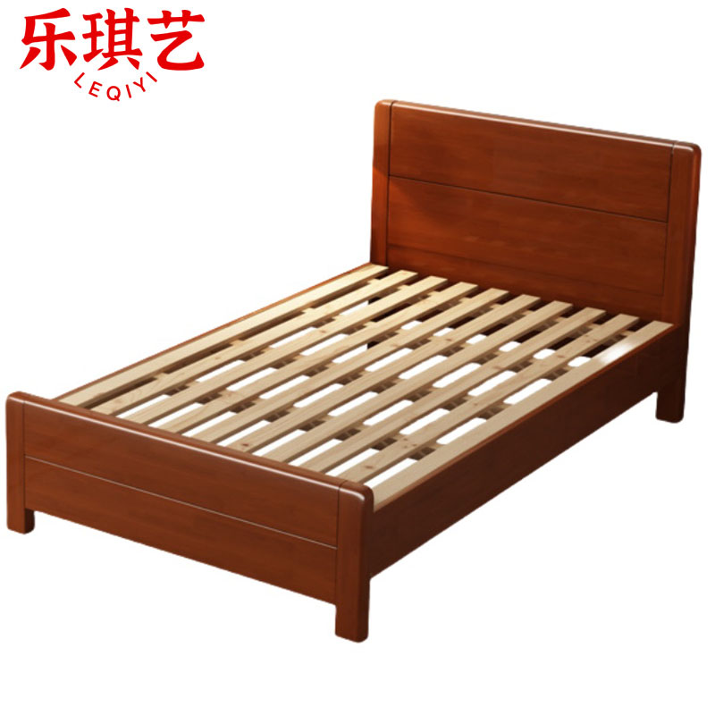 乐琪艺 实木单人床 海棠色 2000*1500*950mm 张高清大图