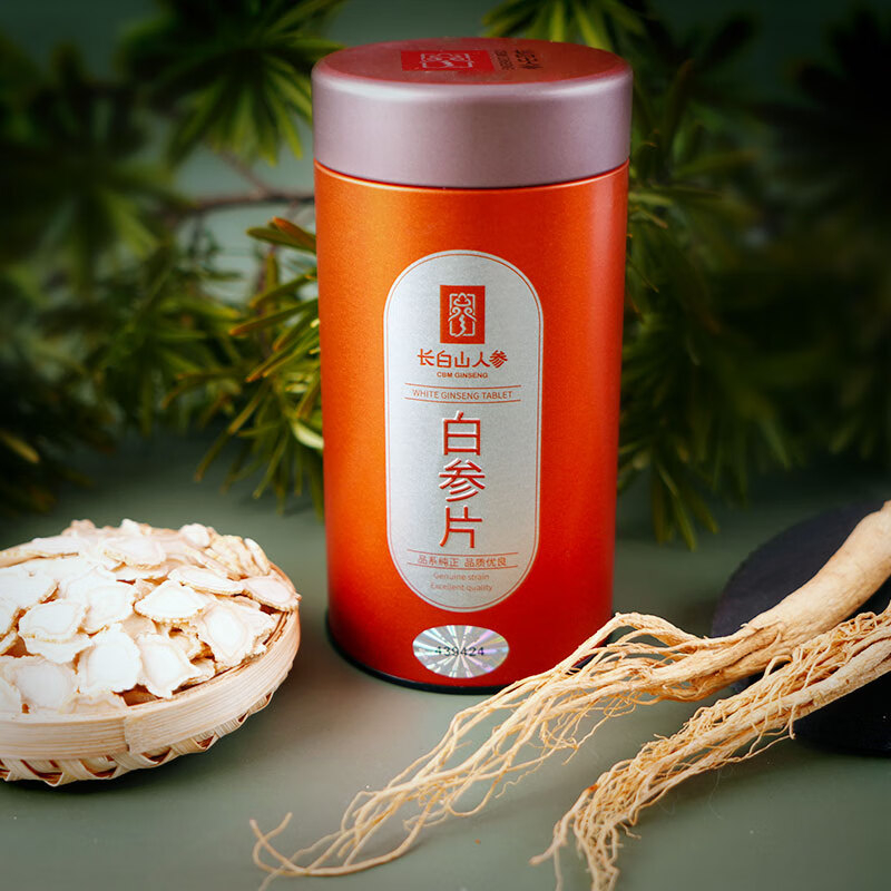 长白山人参白参片薄厚适中色正皂苷丰富保留原味1.2桶装100g高清大图