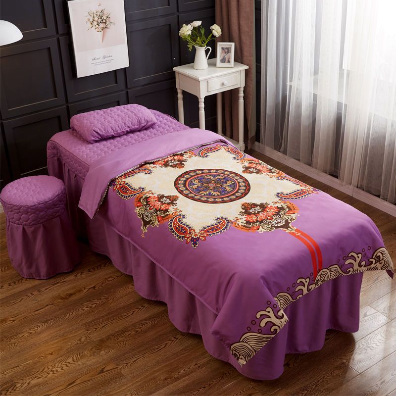 美容床罩四件套美容院spa床上用品推拿按摩床单亲肤棉美体床罩