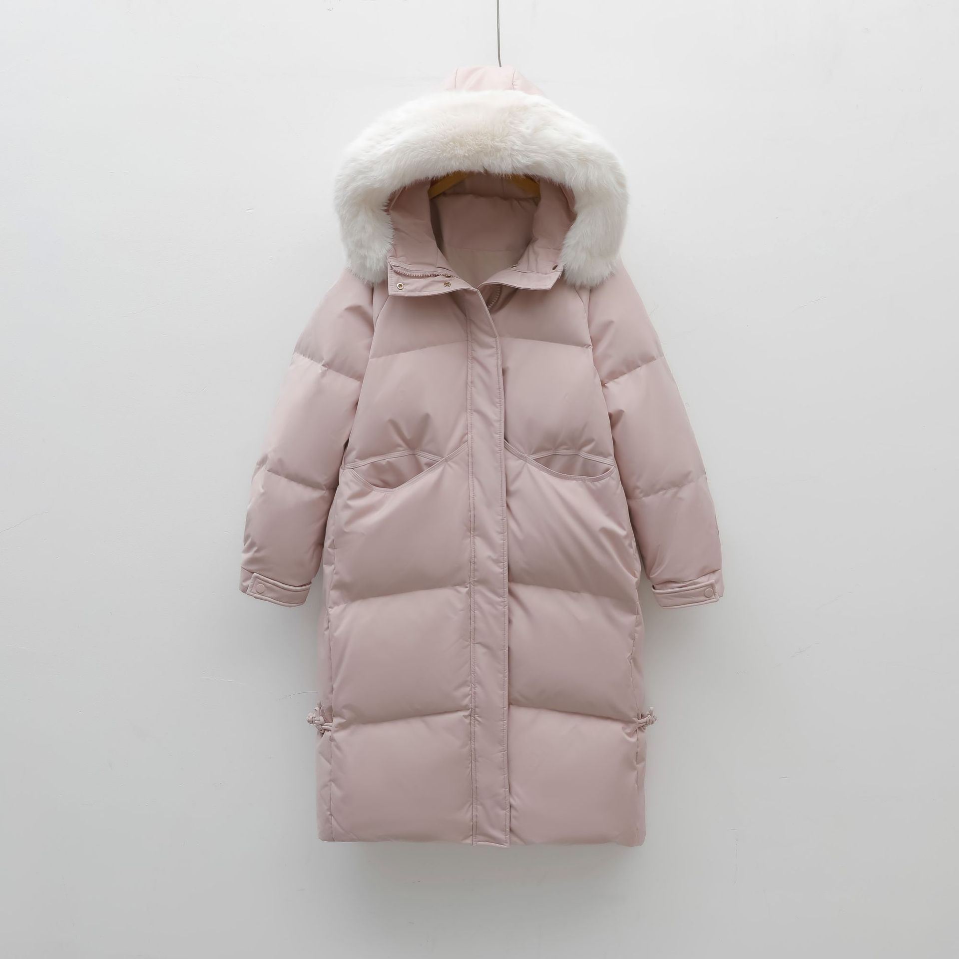 90白鸭绒新国标新款冬季保暖大毛领休闲宽松羽绒服女外套高清大图