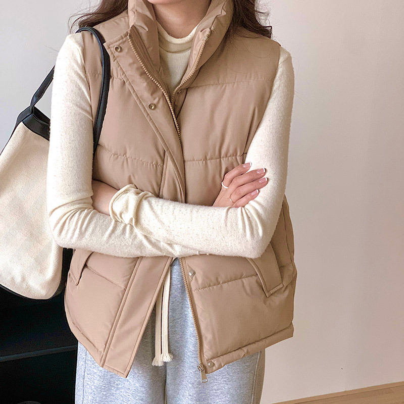 2023春秋季新款短款羽绒棉马甲女士外搭宽松韩版外穿马夹背心外套高清大图