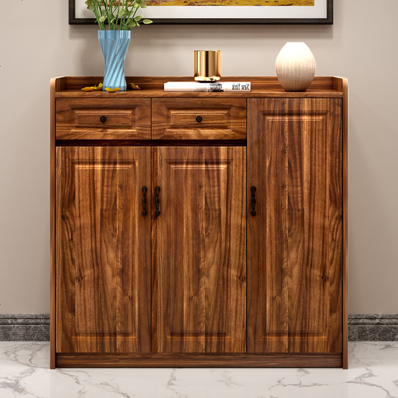 实木色鞋柜简约现代客厅厅柜中式简易玄关柜大容量阳台储物柜 组装_1030*320*1010_C06