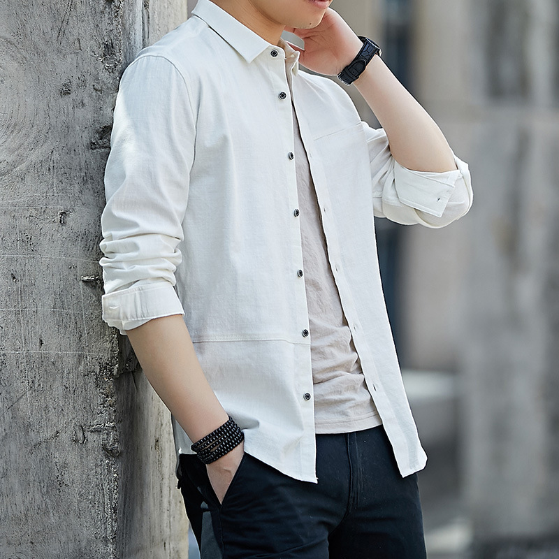 啄木鸟衬衣男士上衣休闲长袖春秋季2025新款纯棉工装透气衬衫男款高清大图