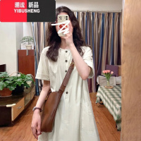 YIBUSHENG茶歇法式衬衫连衣裙子季女2024新款小个子显瘦气质梨形身材瘦2 XL 米杏