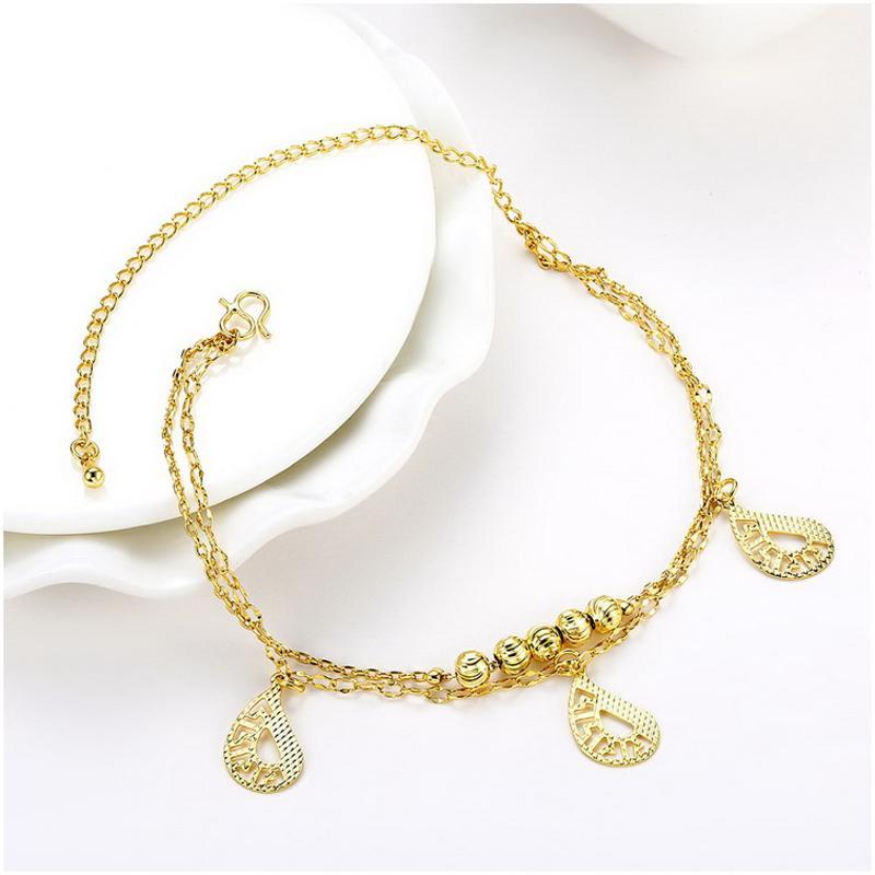 A056-A Women 18K yellow gold anklet jewelry 镀黄金色女脚链潮