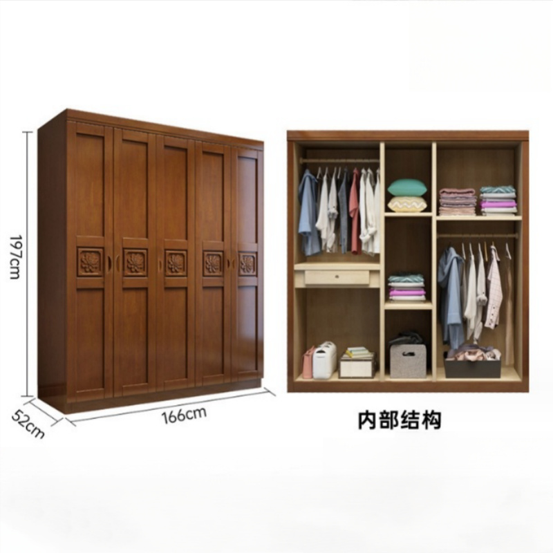 TENDZONE XJWT 中式橡胶木实木衣柜 BY-YG13(单位:套)高清大图