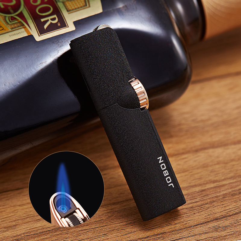 中邦(jobon)防风充气打火机三头蓝焰直冲砂轮创意个性雪茄潮男
