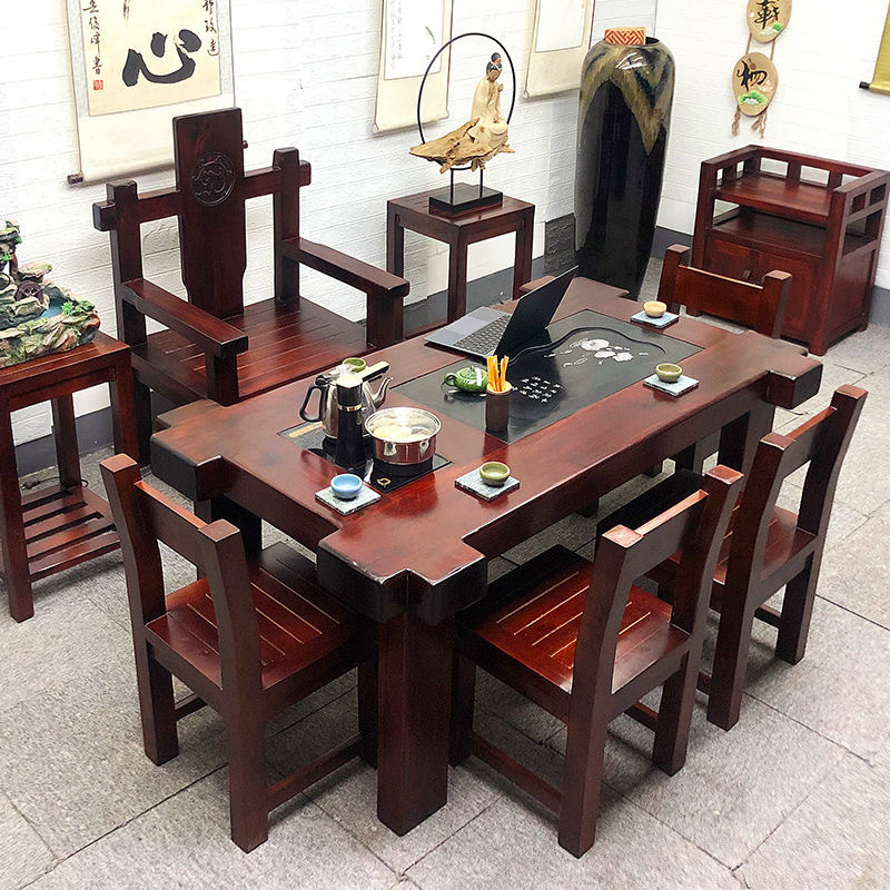 玺晴老船木茶桌椅组合中式全实木家具简约功夫茶台茶几茶艺桌泡茶桌子