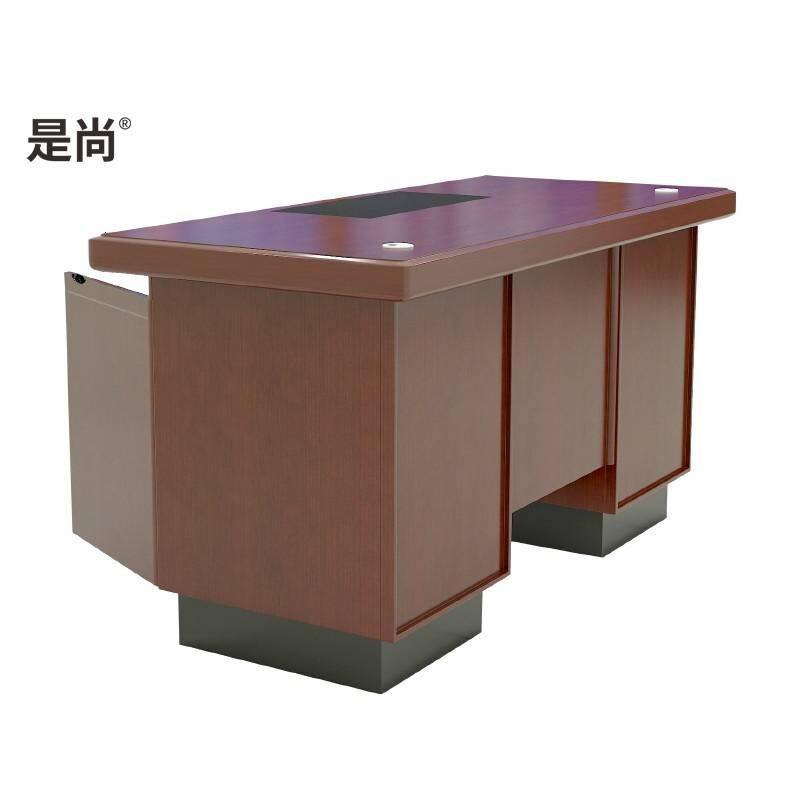 是尚家具 办公桌 电脑桌 班前桌文员台贴实木皮 红棕色 胡桃色