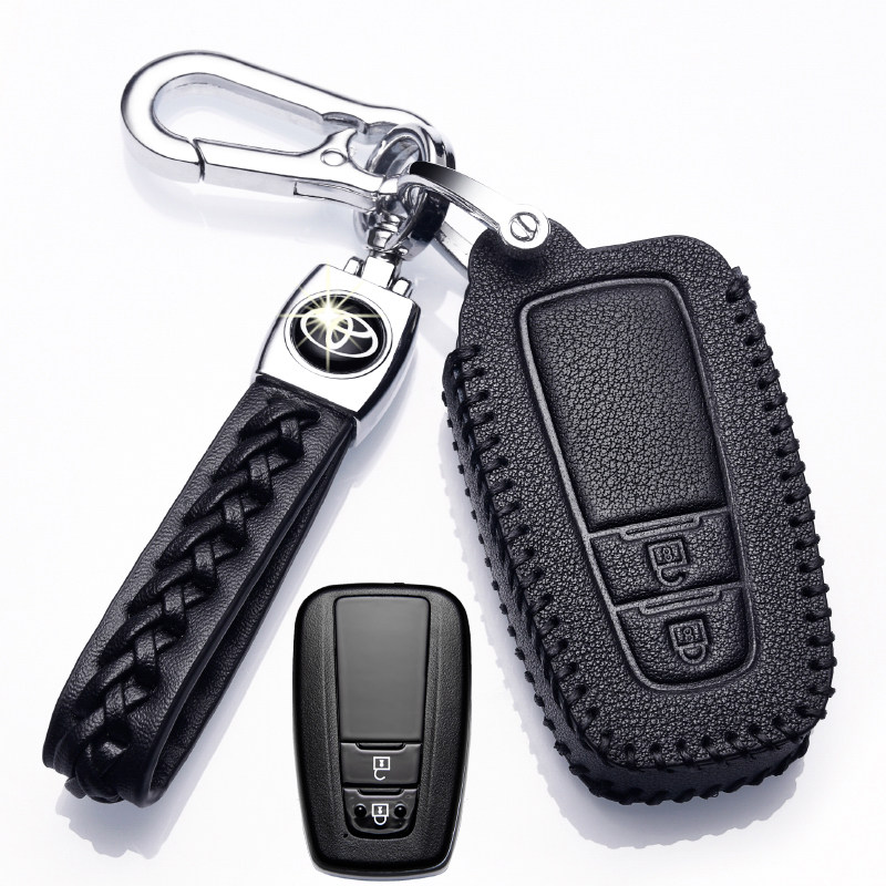 【补贴10%】适用于2020款RAV4荣放钥匙套RV4钥匙包真皮汽车专用19款锁匙扣壳汽车钥匙包 丰田E款黑色+绳扣（2020款RV4智能2键专用）