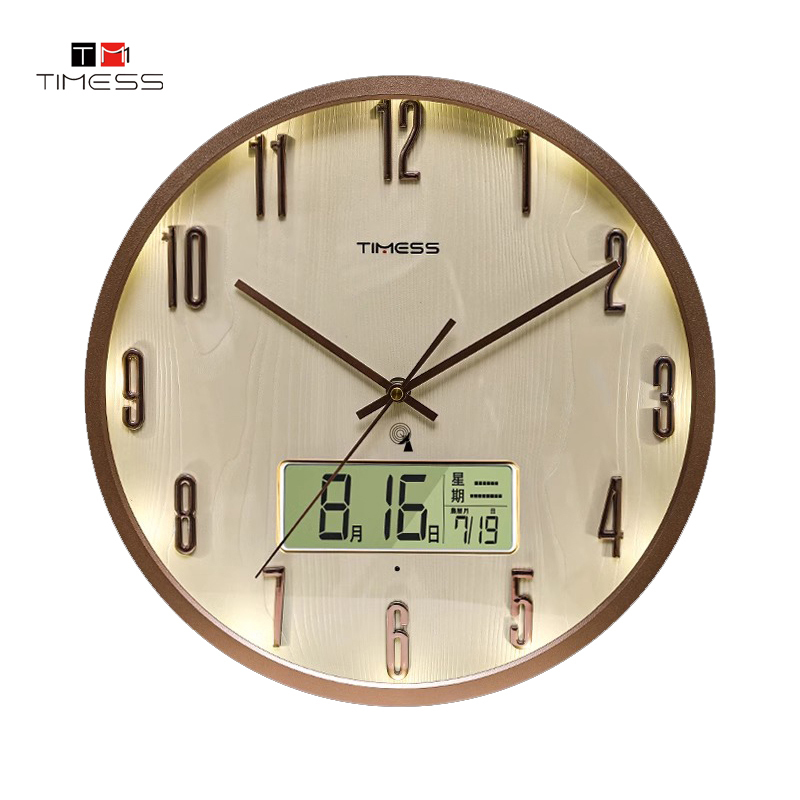 TIMESS电波钟夜光钟表挂钟客厅家用时尚2024新款网红挂墙时钟高清大图