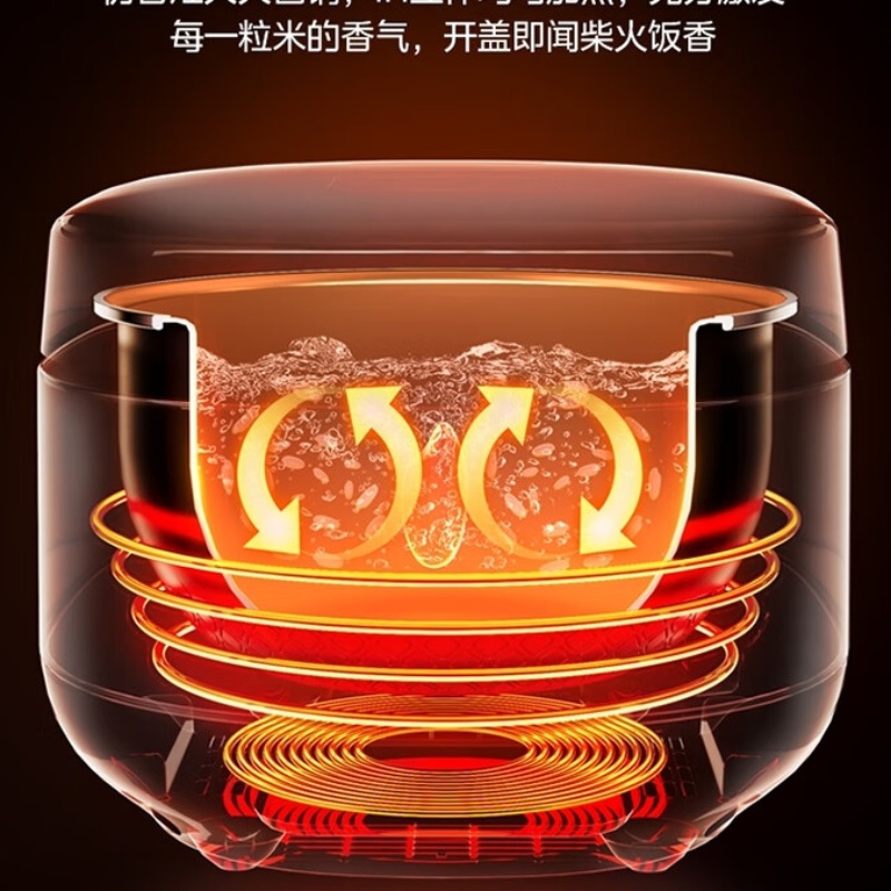 美的(Midea) MB-5C98H 电压力锅 5L大容量 煮饭锅 精铁釜内胆商场同款智能快速电饭煲高清大图