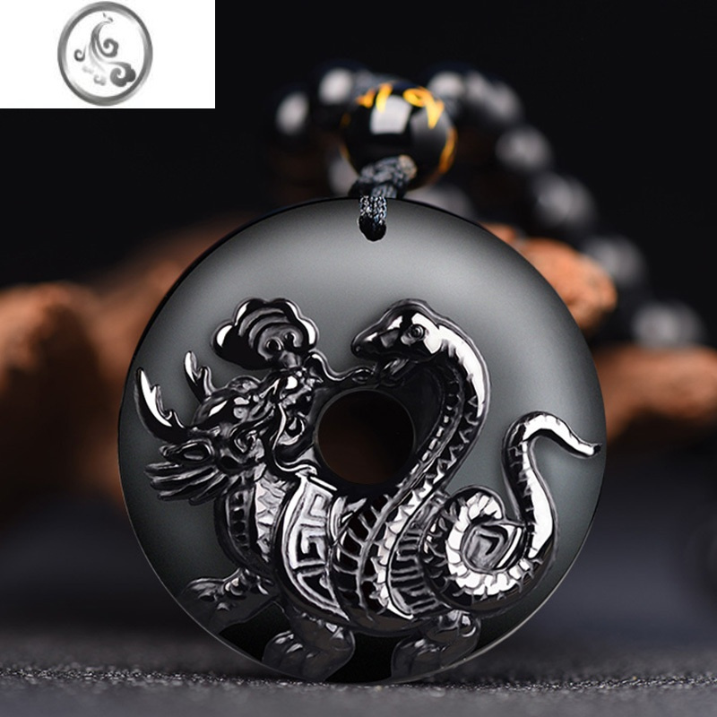 jimi五行缺水补水北方水玄武黑曜石属水吊坠项链水泽节卦黑色蛇龟