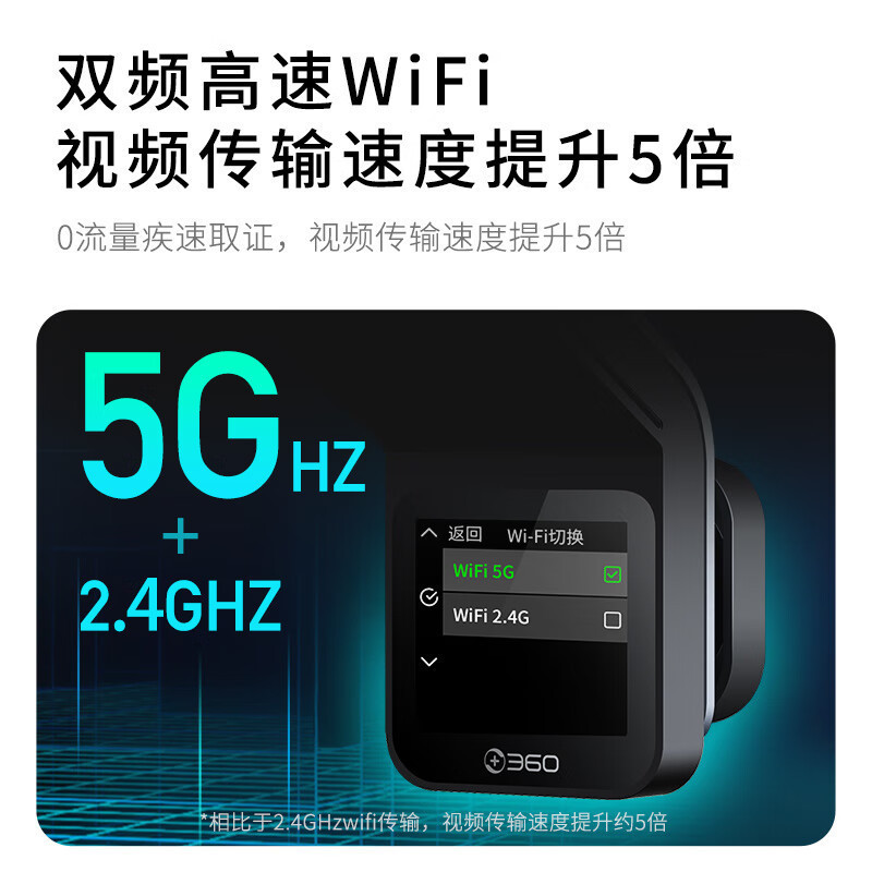 360行车记录仪高清 G900 4K超高清夜视 车载一体式设计 双频高速wifi 64G存储