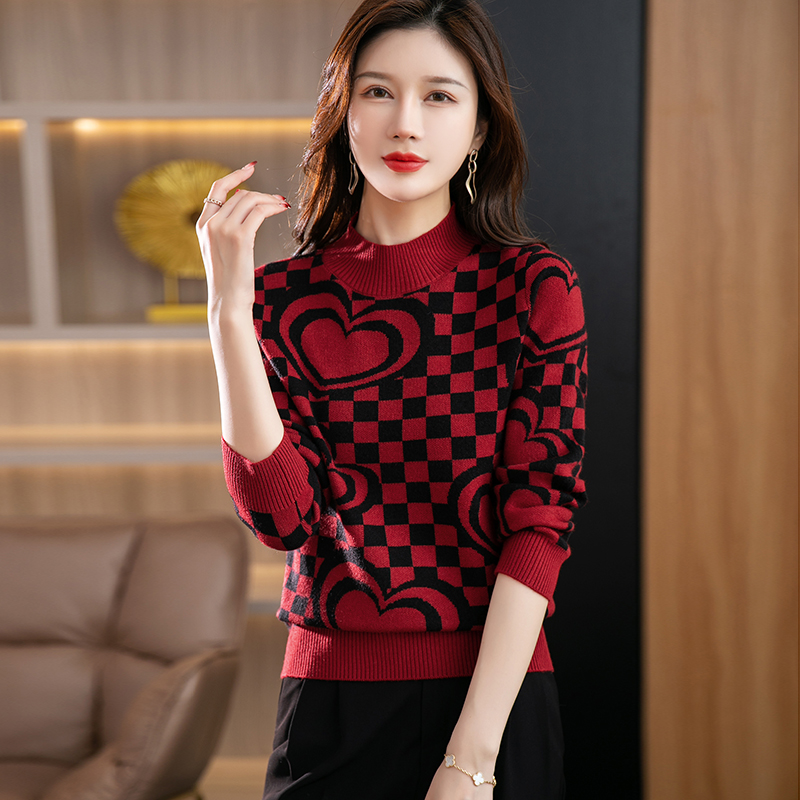 2024春秋新款山羊绒衫女针织衫打底衫毛衣圆领羊毛衫女修身短款毛衣女长袖简约绣花修身半高领毛针织衫女多款高清大图