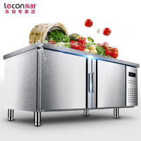 乐创(lecon)洋博 商用保鲜操作台 保鲜工作台 不锈钢厨房工作台 直冷 双温2米吧台 卧式冷柜 宽0.8米