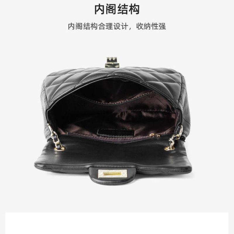 小香风小金球包包2021新款潮夏季女包百搭菱格链条包包单肩斜挎包 黑色