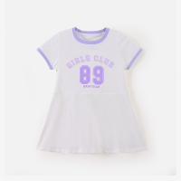 铅笔俱乐部童装2024夏装新款女童连衣裙儿童短袖裙子女孩可爱裙子 110cm 米白