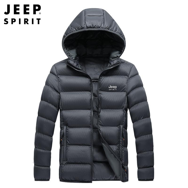 JEEPspirit吉普冬季男士休闲排骨棉衣加厚保暖棉服男装外套_27_334 4XL 深灰
