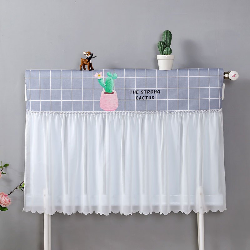 暖气片罩布艺家用遮挡防尘套防熏黑简约装饰老式铸铁熏帘全包盖布|粉盆仙人掌 170*70cm