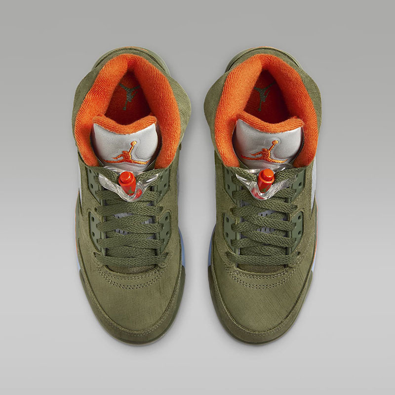 耐克Air Jordan 5 AJ5 军橄榄色高帮复古女款篮球鞋440888-308