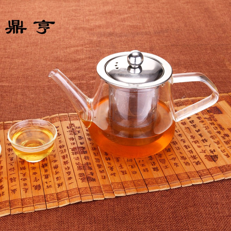 鼎亨加厚耐高温玻璃花茶壶不锈钢过滤冲茶器功夫红茶茶具泡茶壶家
