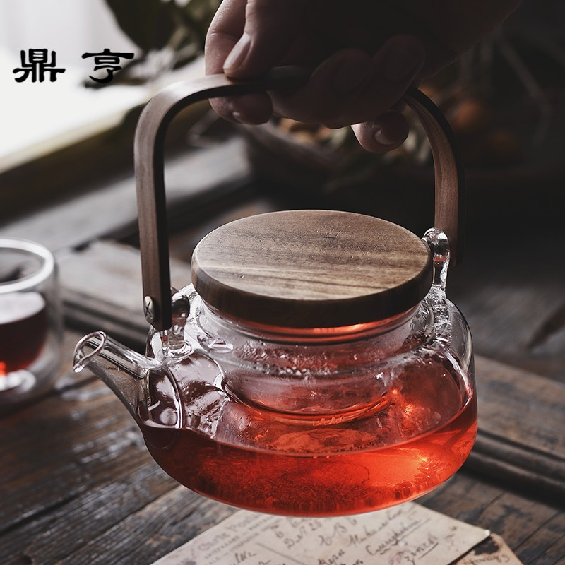 鼎亨质朴加厚玻璃茶壶日式透明花茶壶家用花茶具套装下午茶具带