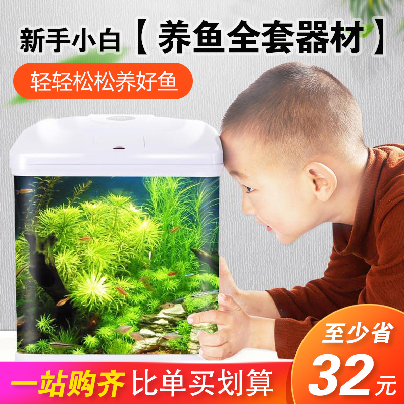 新手养鱼鱼缸过滤器客厅加热棒小型循环泵鱼食氧气泵鱼缸灯水族箱高清大图