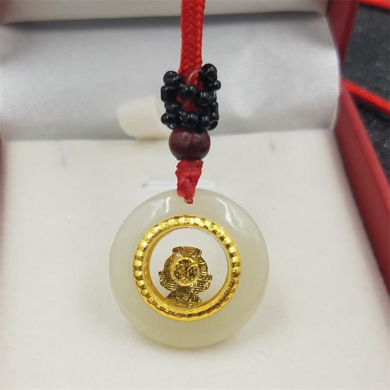 金镶玉天使福坠和田玉镶金坠天使玉坠PTJWX5916送女朋友七夕情人节礼物